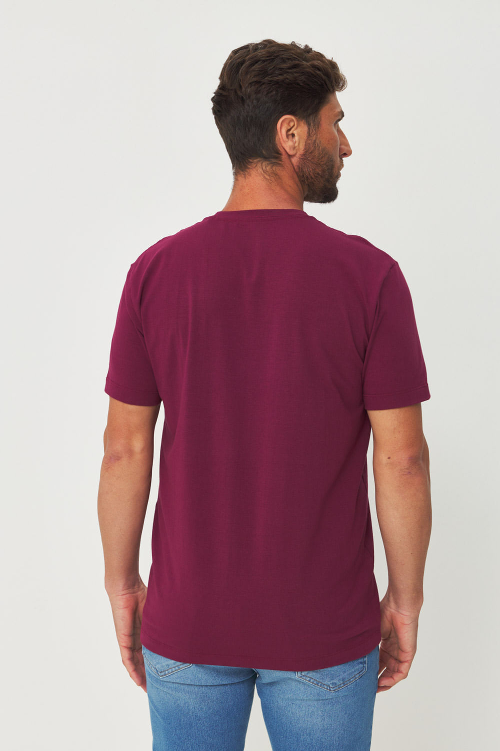 Camiseta Basic Clean Masculina Acostamento Bordo Malbec