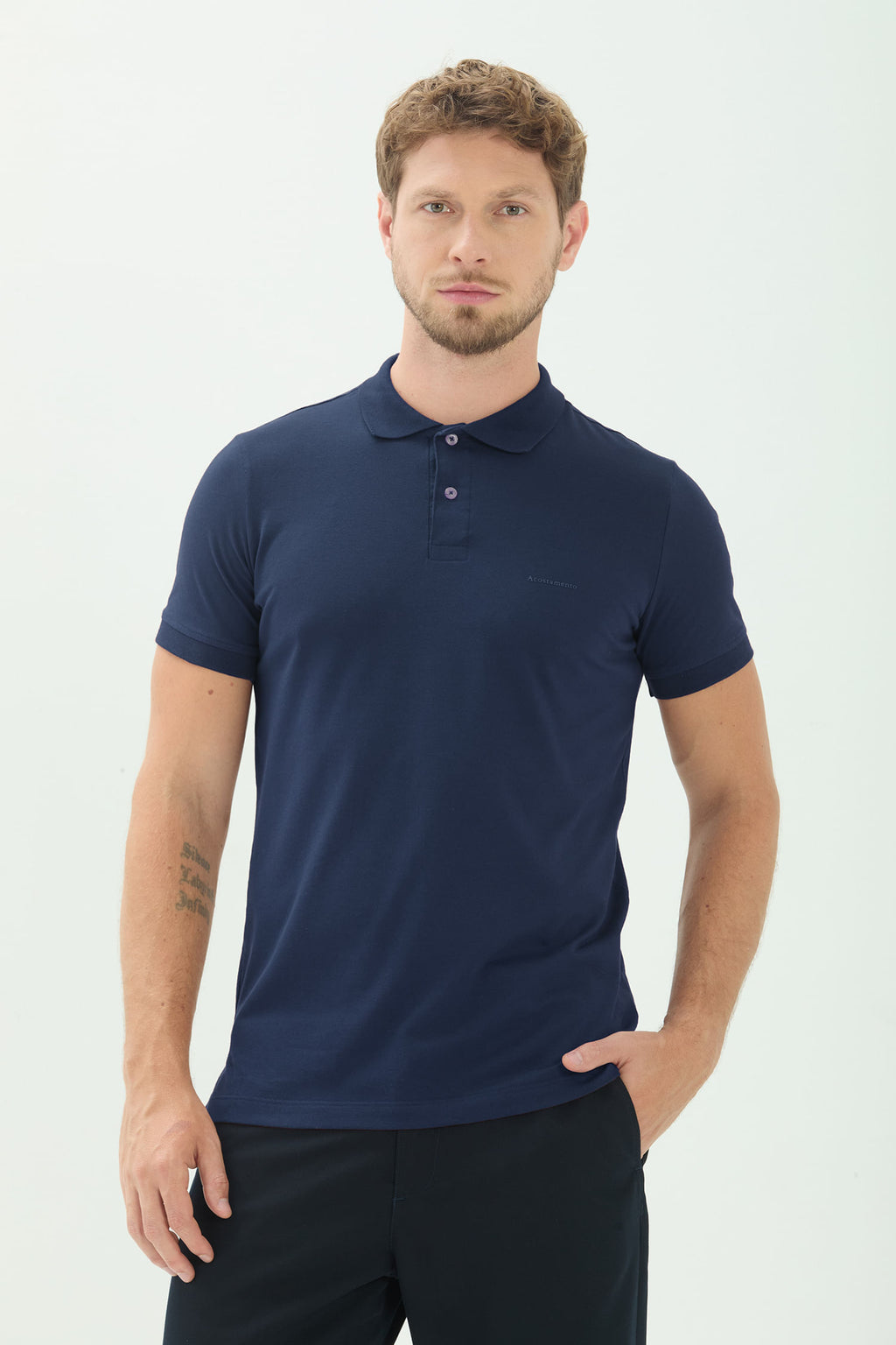 Polo Básica Masculina Acostamento Marinho