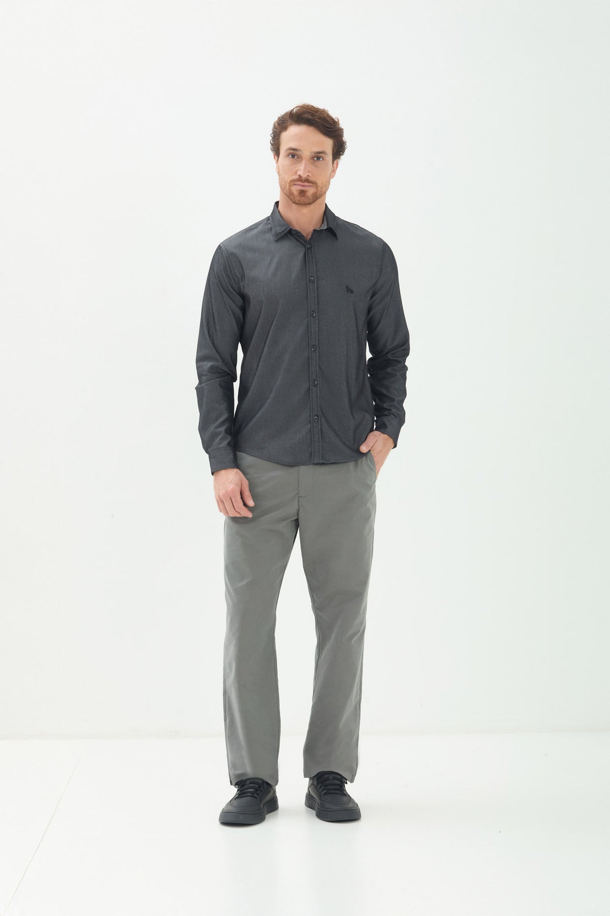 Calça Casual Masculina Acostamento Chumbo