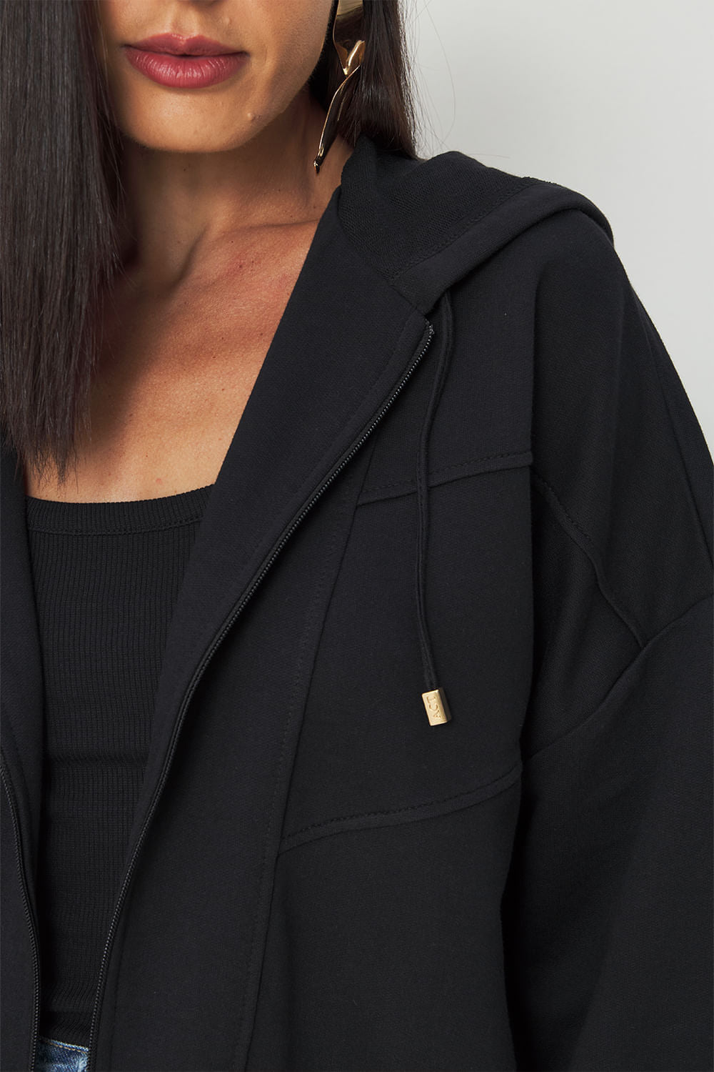 Jaqueta Moletom com Capuz ACT Feminino Preto