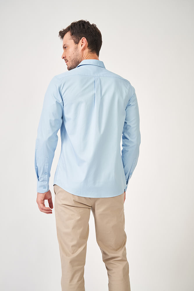 Camisa Manga Longa Scrivania Masculina Acostamento Azul