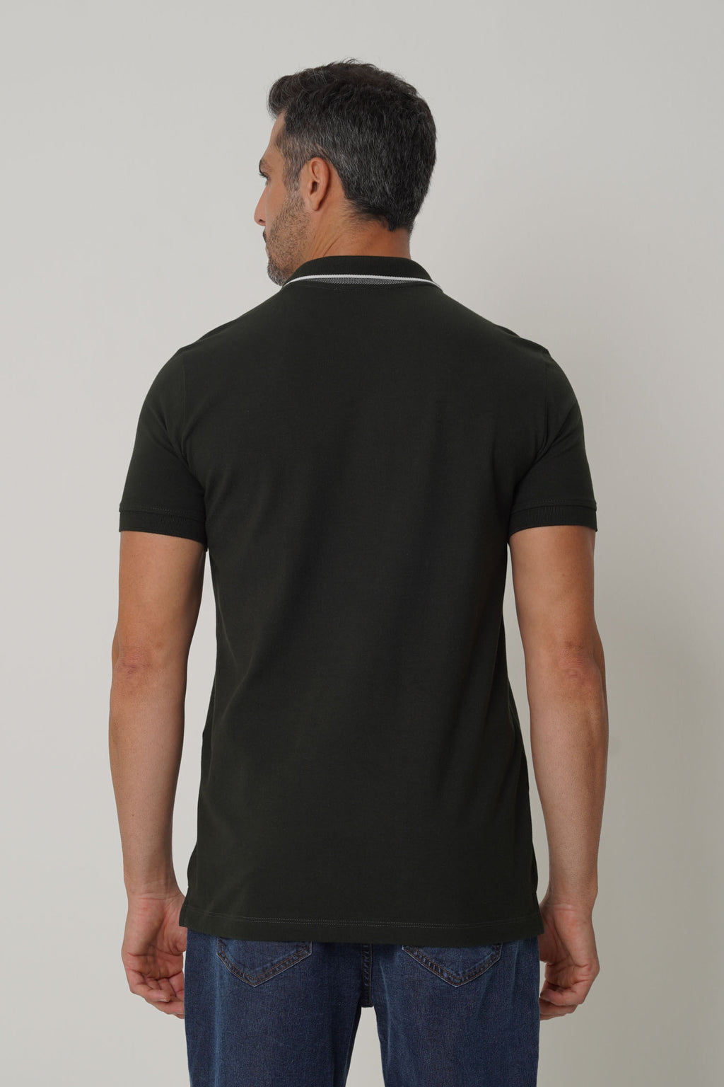 Polo Com Elastano Masculina Acostamento Verde Folhagem