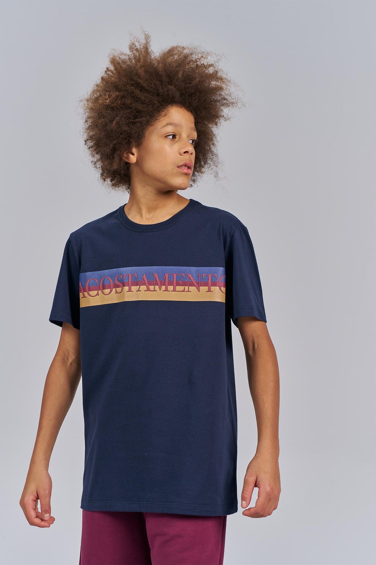 Camiseta Faixa Letters Menino Acostamento Next Marinho