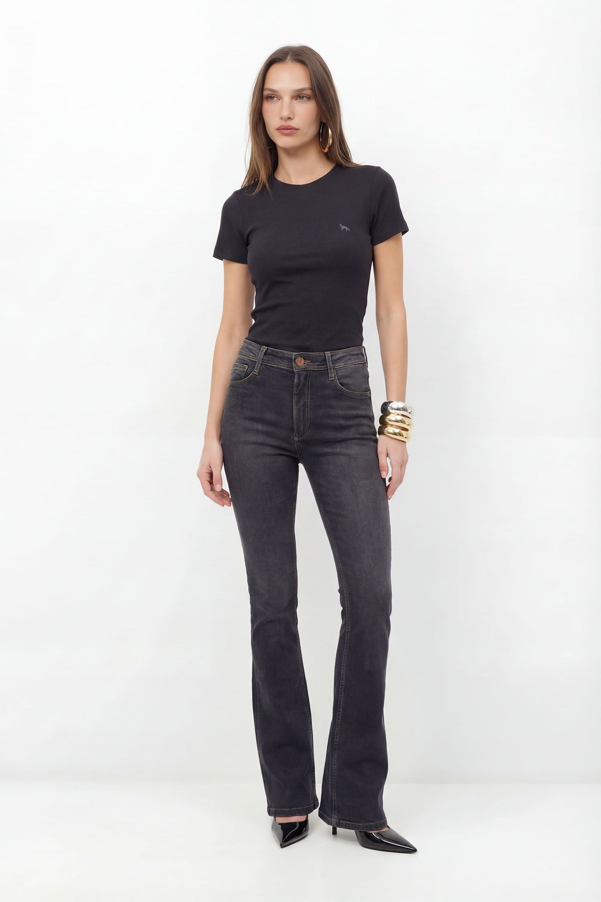 Calça Jeans Bootcut ACT Feminina Jeans Escuro