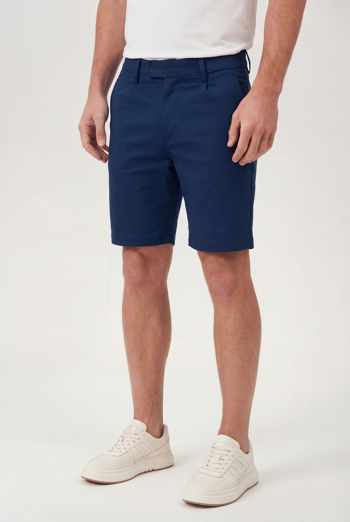 Bermuda Casual Linho Masculina Acostamento Azul Navy