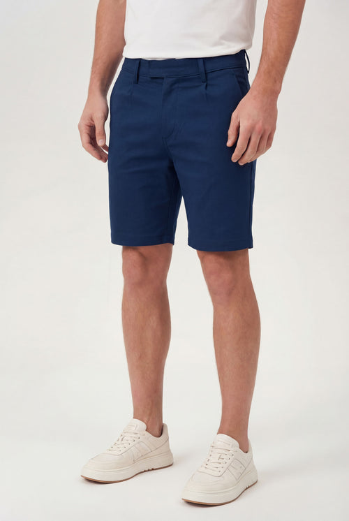 Bermuda Casual Linho Masculina Acostamento Azul Navy