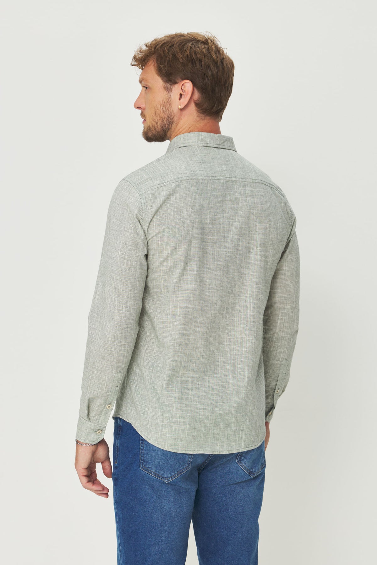 Camisa Algodão Manga Longa Masculina Acostamento Verde