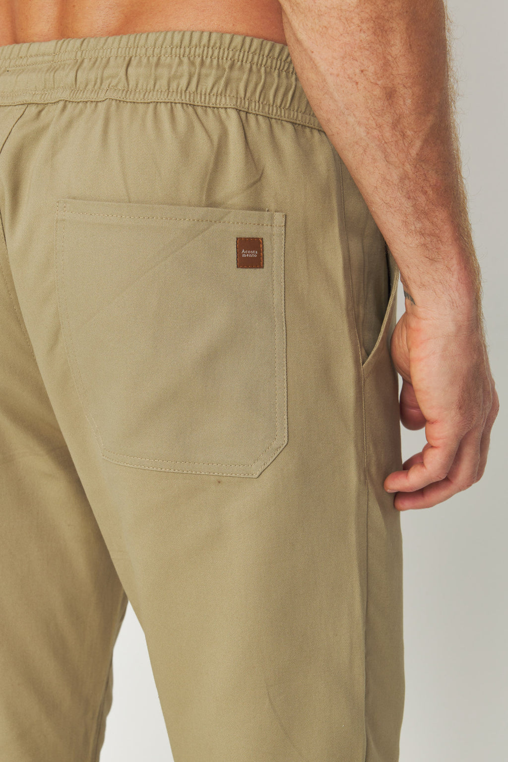 Calça Casual Jogger Masculina Acostamento Kaki