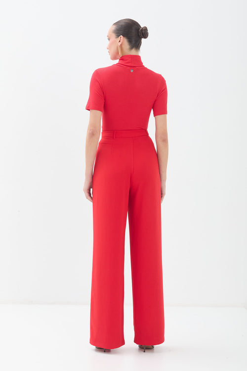 Blusa Canelada Gola Alta ACT Feminino Red Velvet