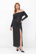 Vestido Longo Com Fenda ACT Feminino Preto