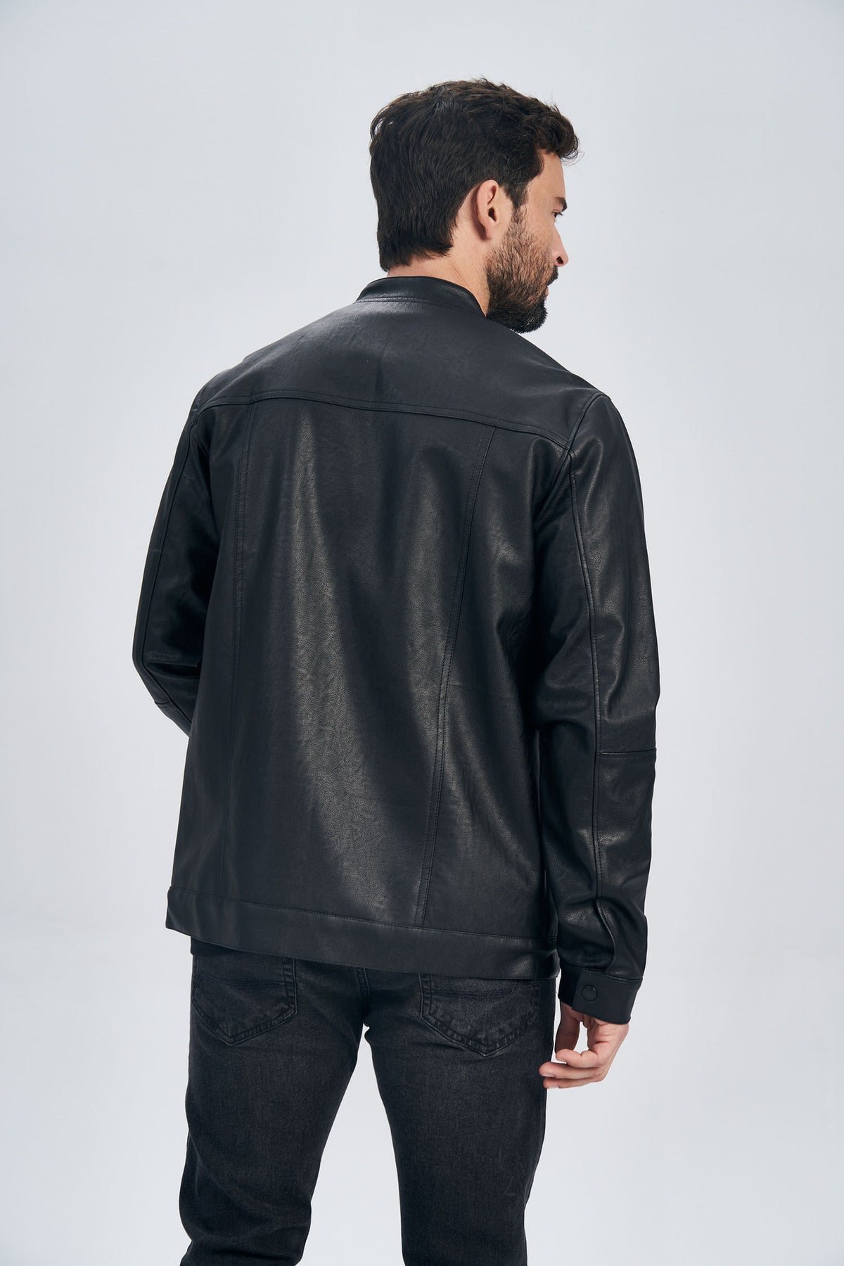 Jaqueta Biker PU Masculina Acostamento Camurca