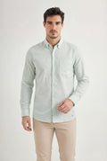 Camisa Manga Longa Casual Masculina Acostamento Verde