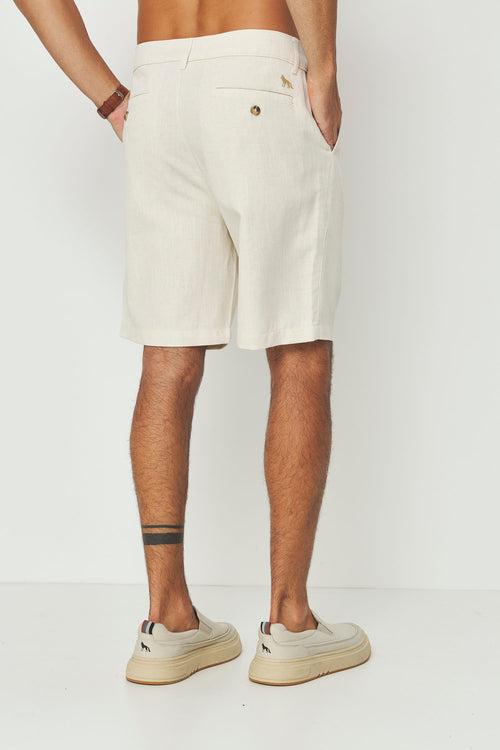 Bermuda Linho com Bolso Faca Masculino Acostamento Natural