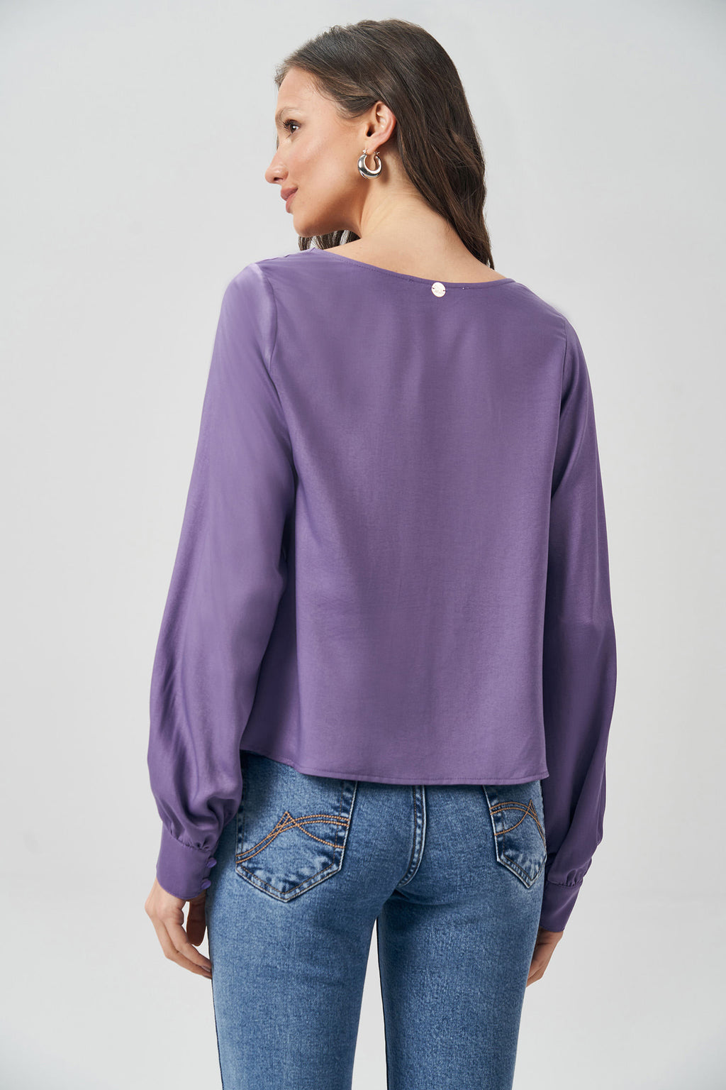 Blusa Acetinada Degagê Feminina Acostamento Passion Purple