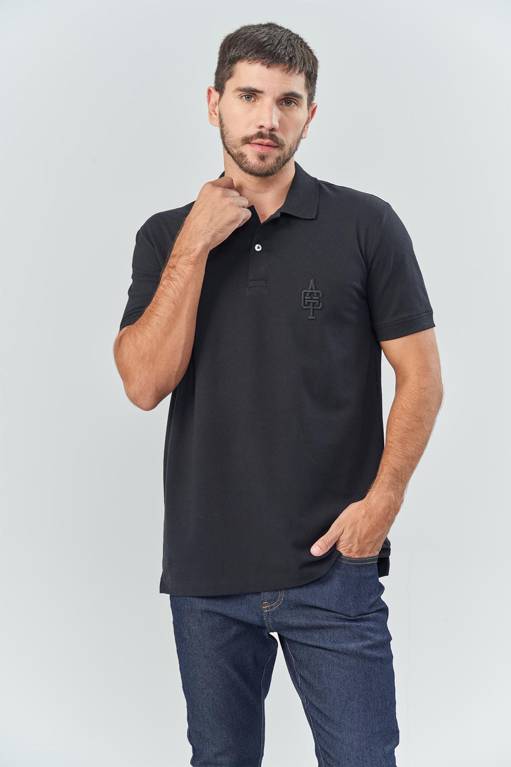 Polo Bordado ACT Masculina Acostamento Preto