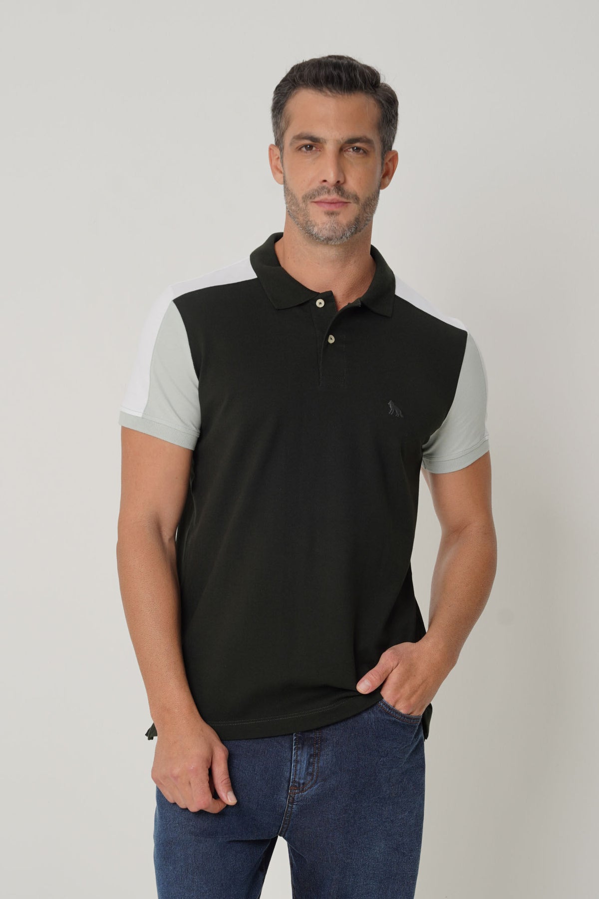 Polo Casual Wear Masculina Acostamento Verde Folhagem