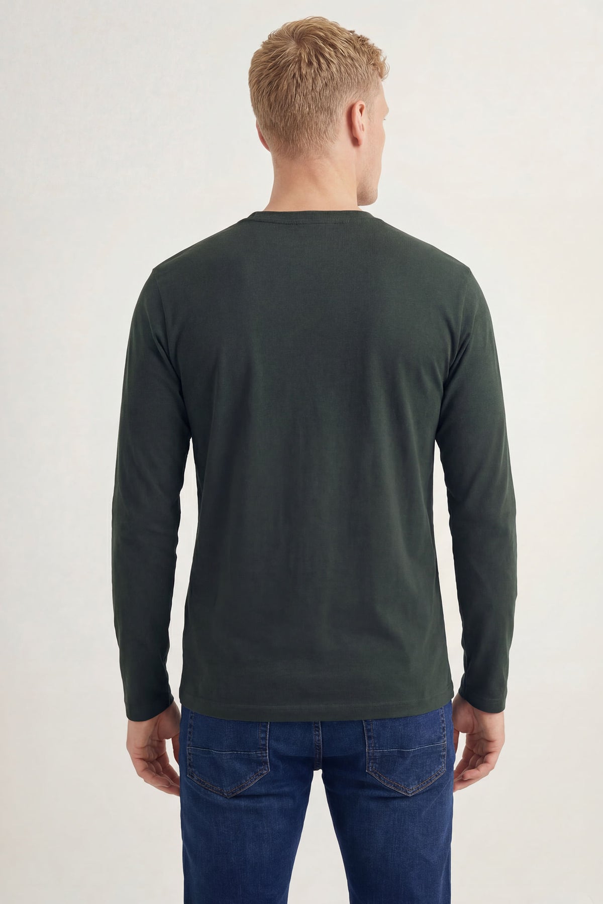 Camiseta Manga Longa Básica Masculina Acostamento Verde Folhagem