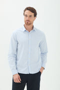 Camisa Manga Longa Scrivania Masculina Acostamento Micro Vichy Azul Claro