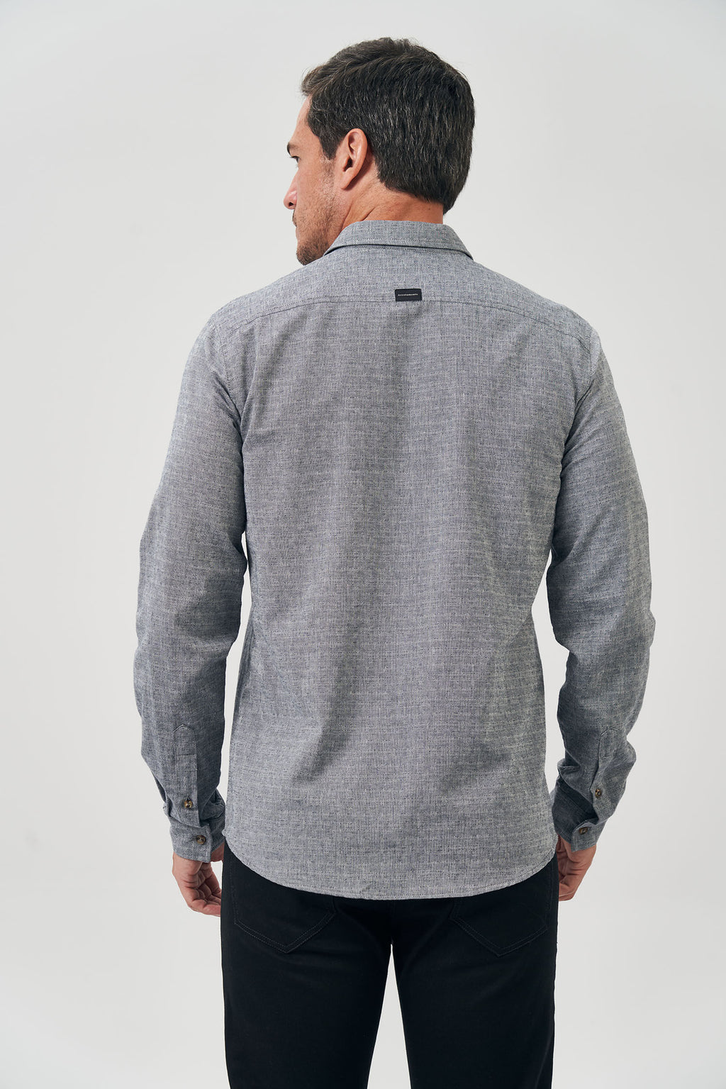 Camisa Manga Longa Casual Masculina Acostamento Marinho