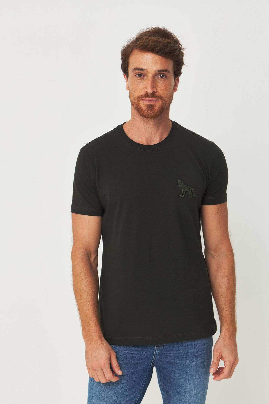 Camiseta Bordado Amplo Masculina Acostamento Verde Folhagem