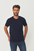 Camiseta Casual Gola V Masculina Acostamento Marinho