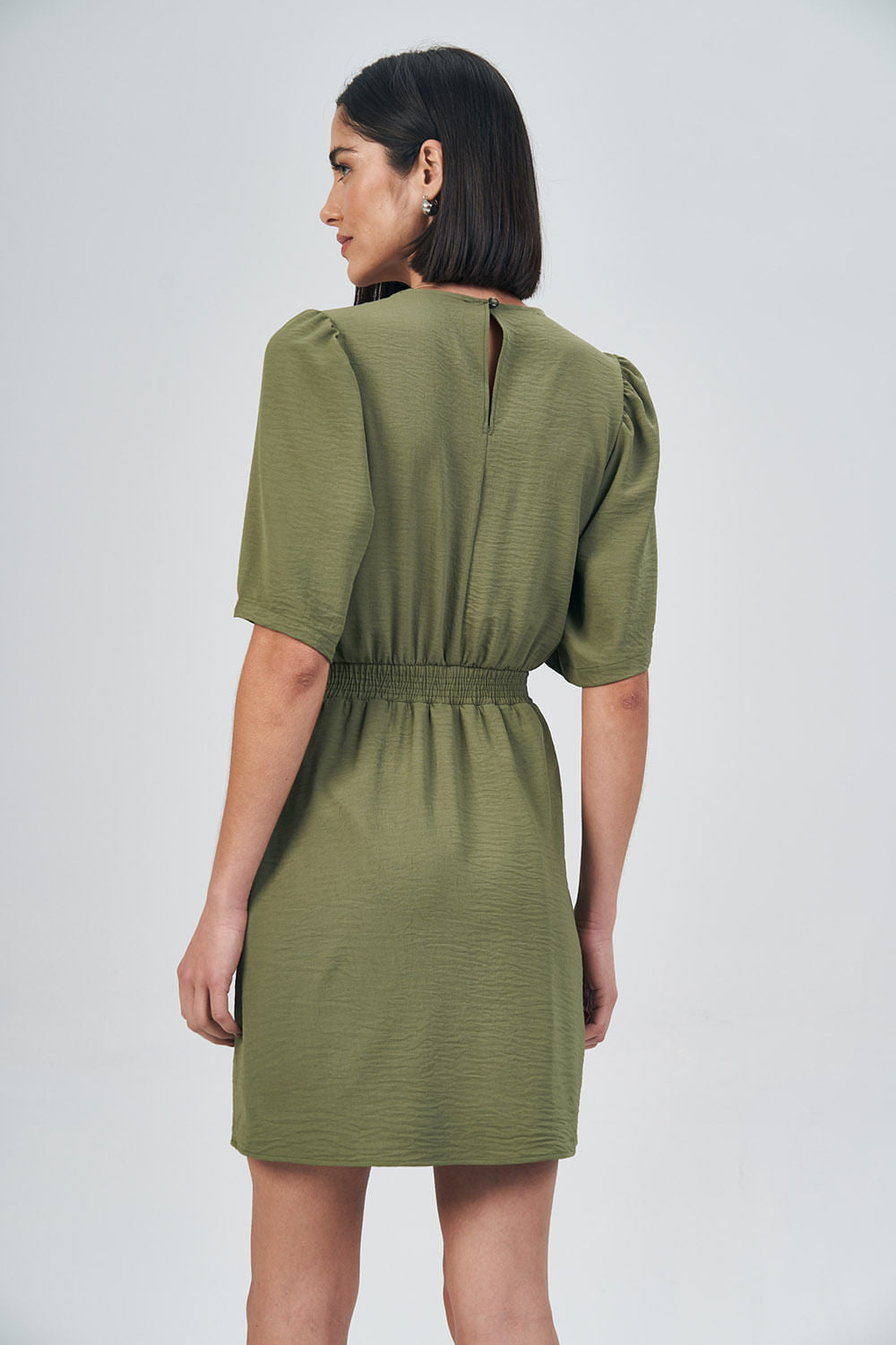 Vestido Acinturado Fashion Feminino Acostamento Deep Olive