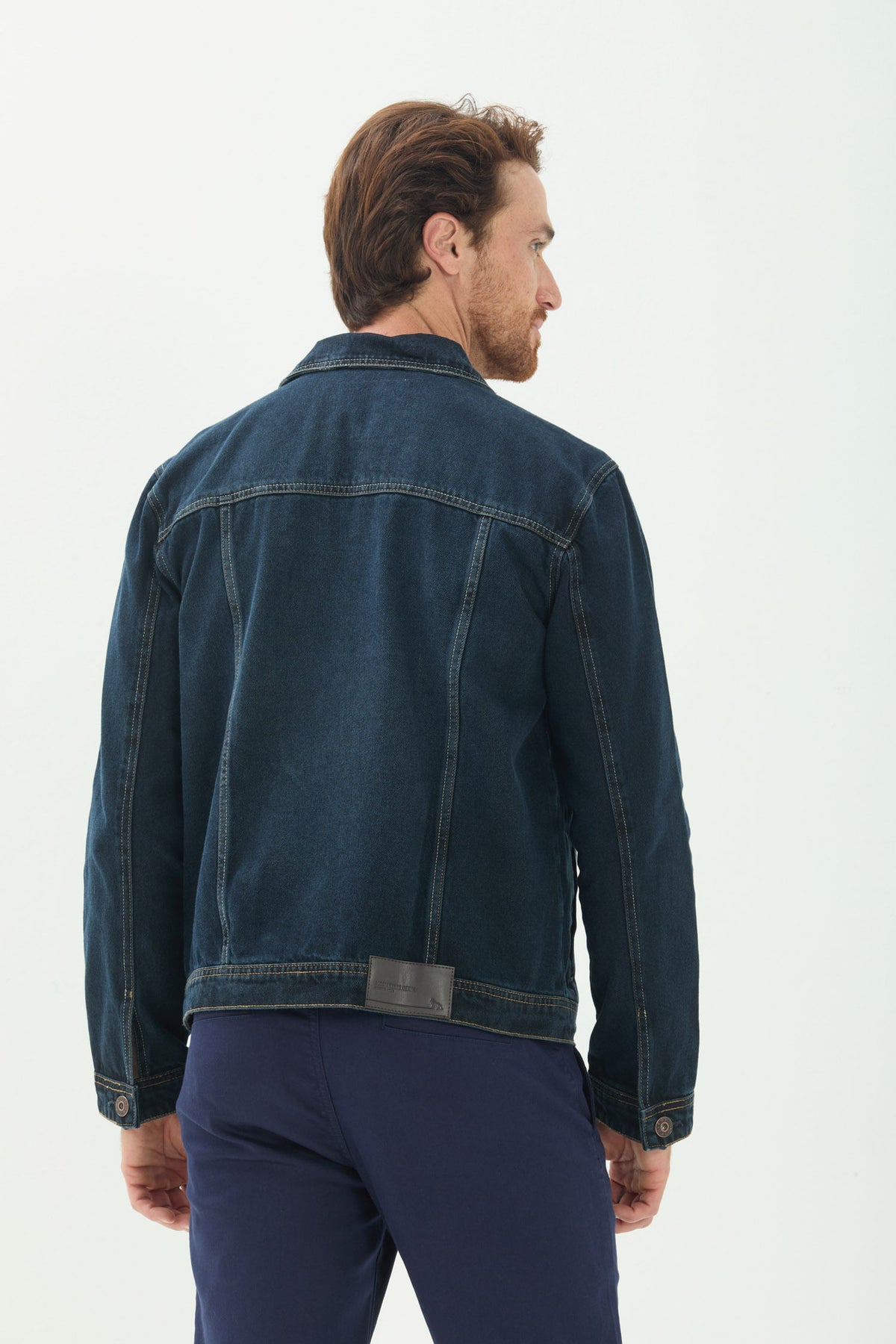 Jaqueta Jeans Trucker Masculina Acostamento Jeans Escuro