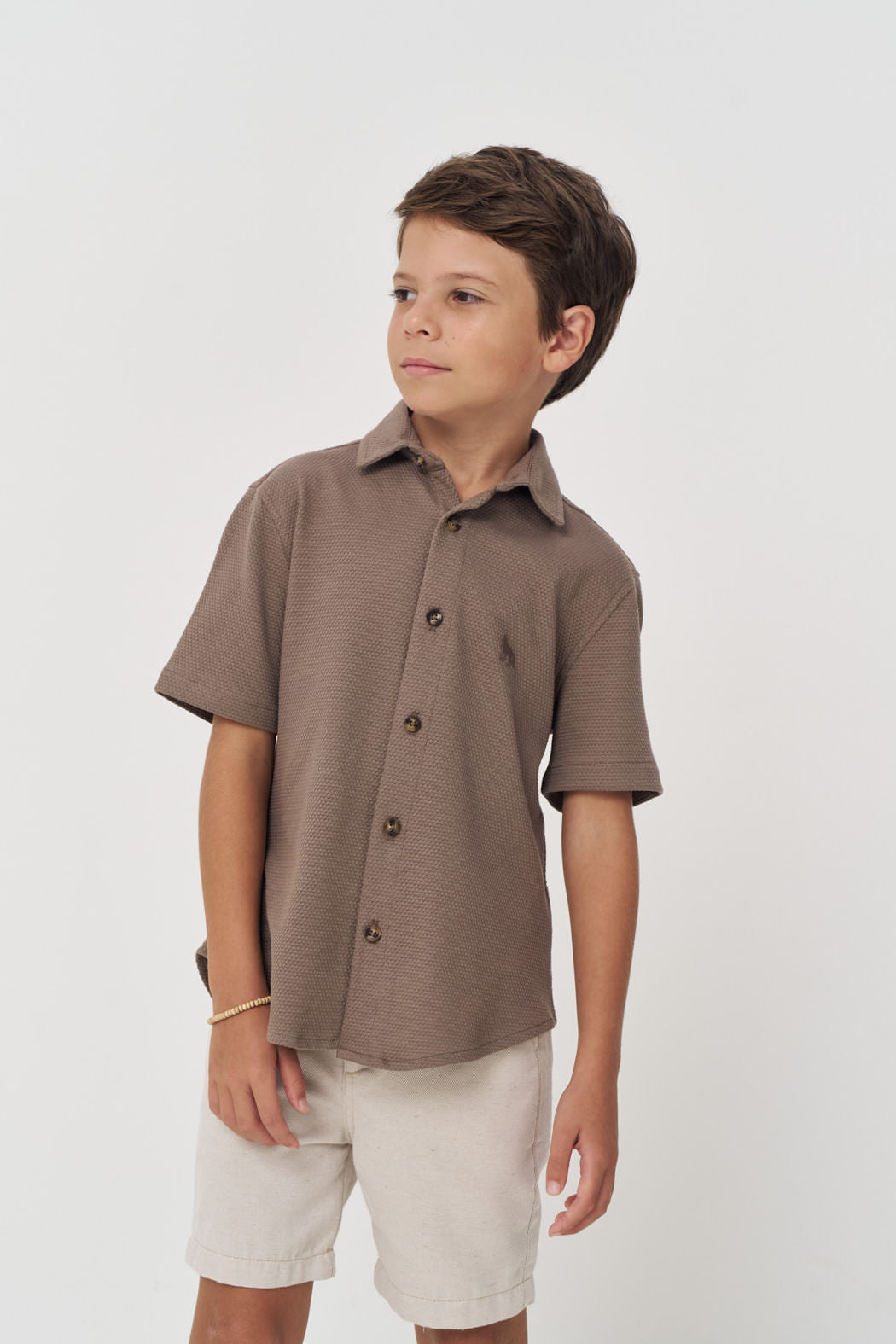Camisa Manga Curta Menino Acostamento Next Capuccino