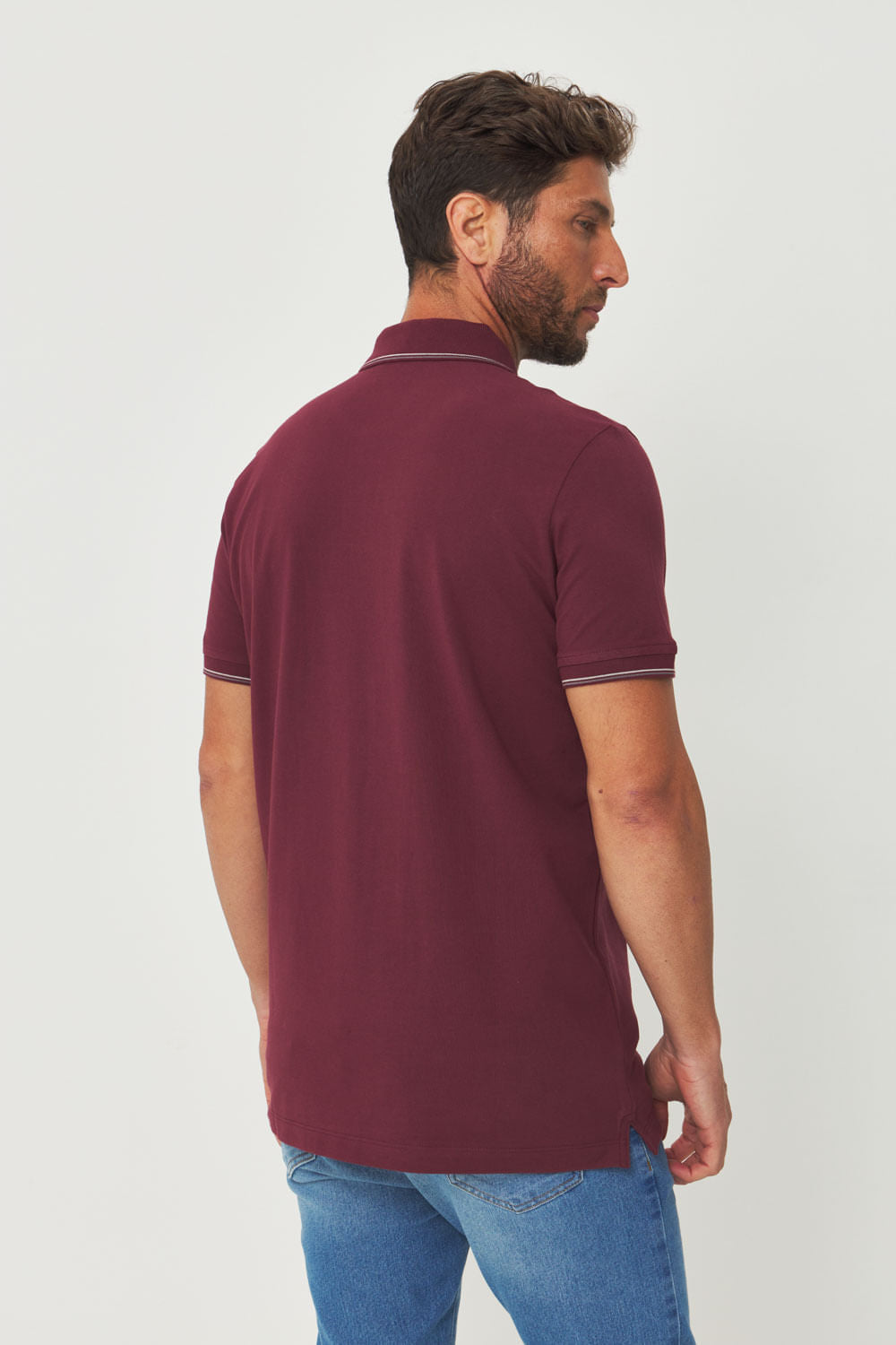 Polo Básica Detalhada Masculina Acostamento Barca