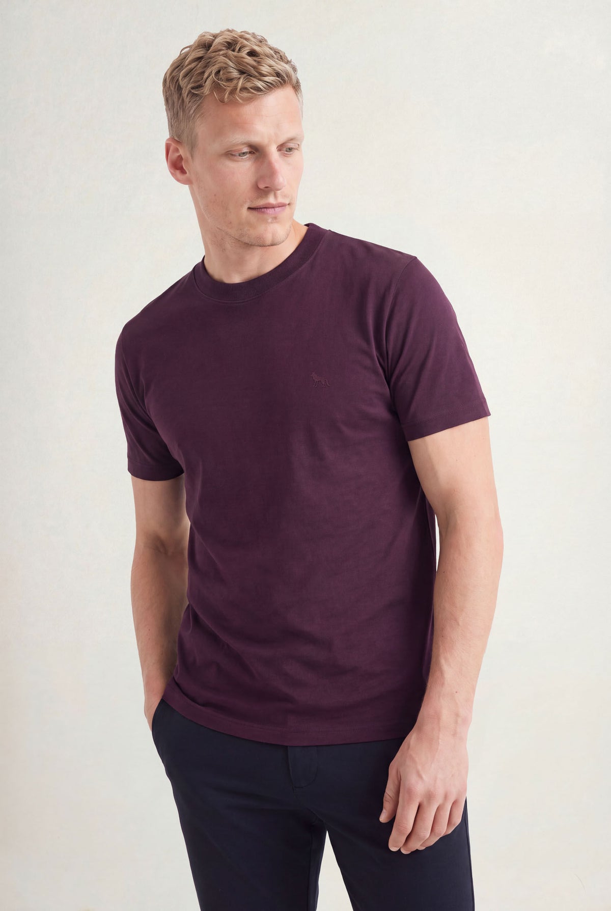 Camiseta Básica Lobo Bordado Masculina Acostamento Barca