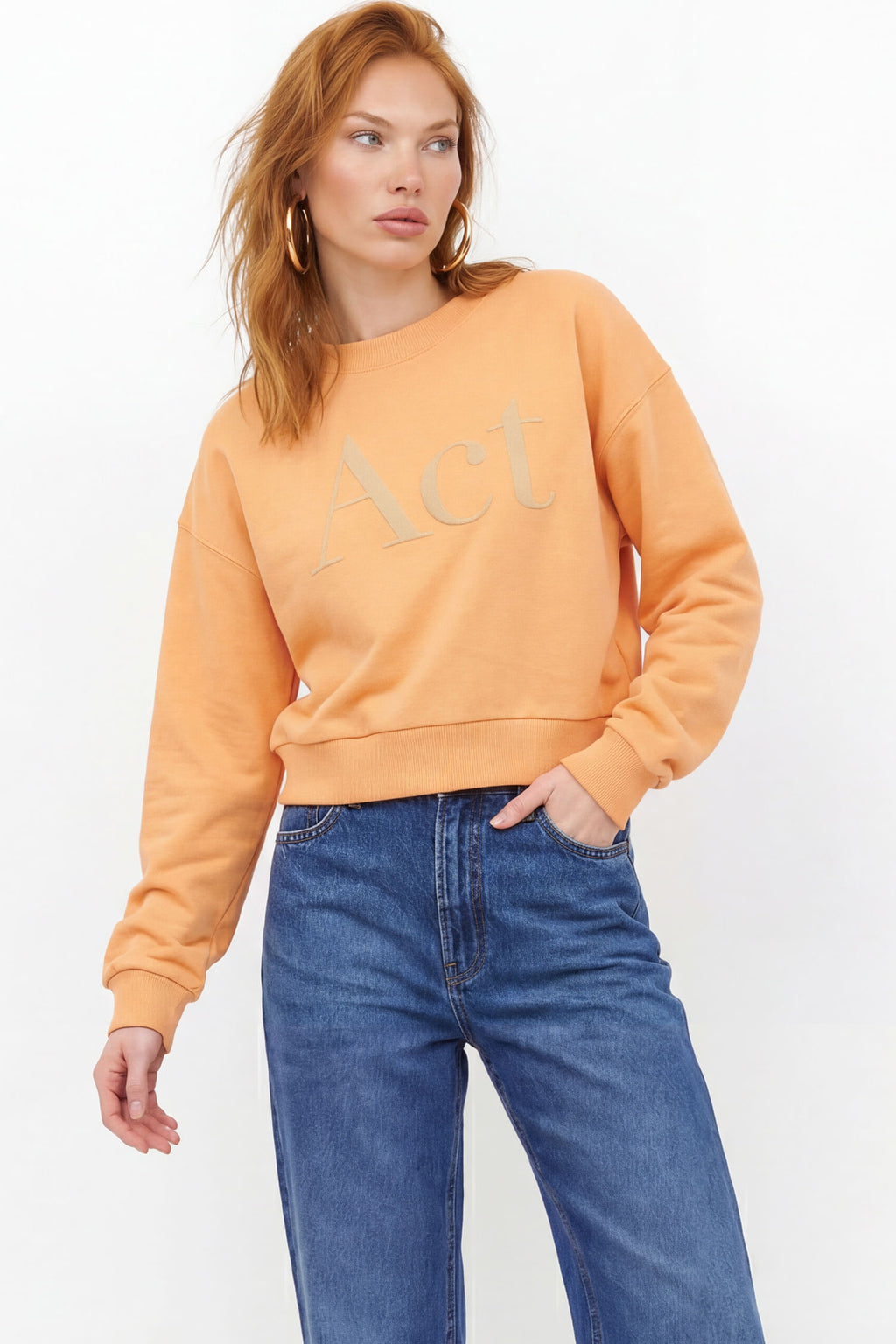 Blusão Moletom Com Logo ACT Feminino Spice Orange