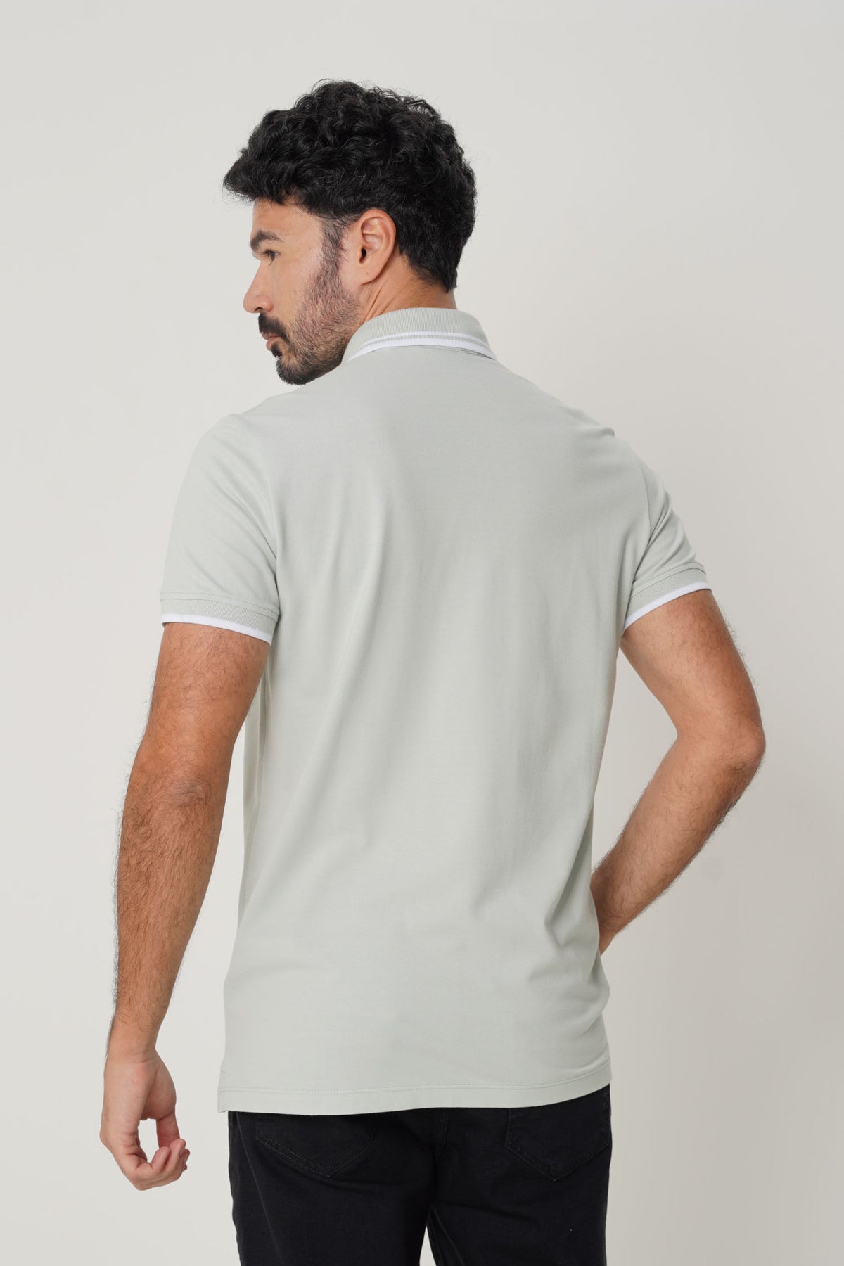 Polo Gola Contrastante Masculina Acostamento Verde Cidreira