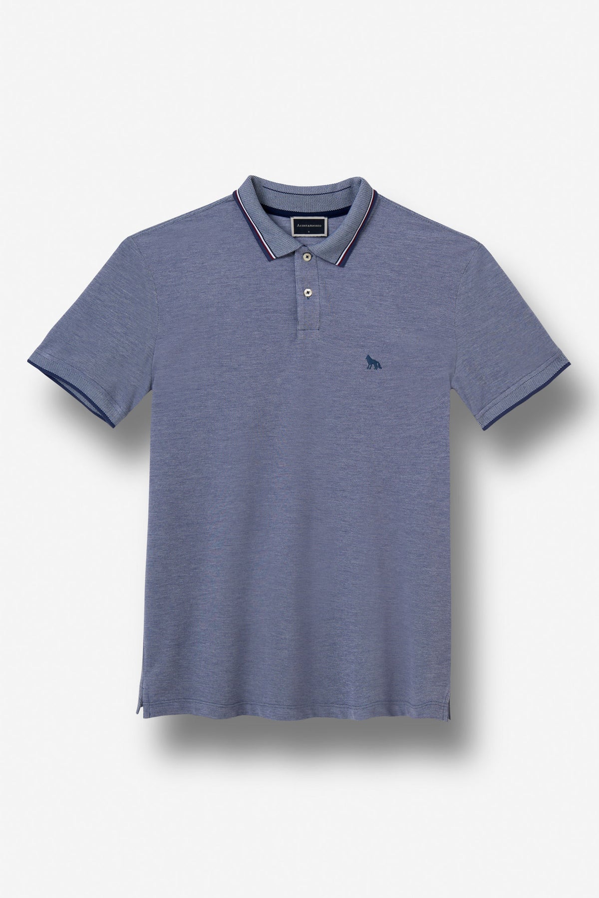 Polo Bordada Piquet Masculina Acostamento Azul Navy
