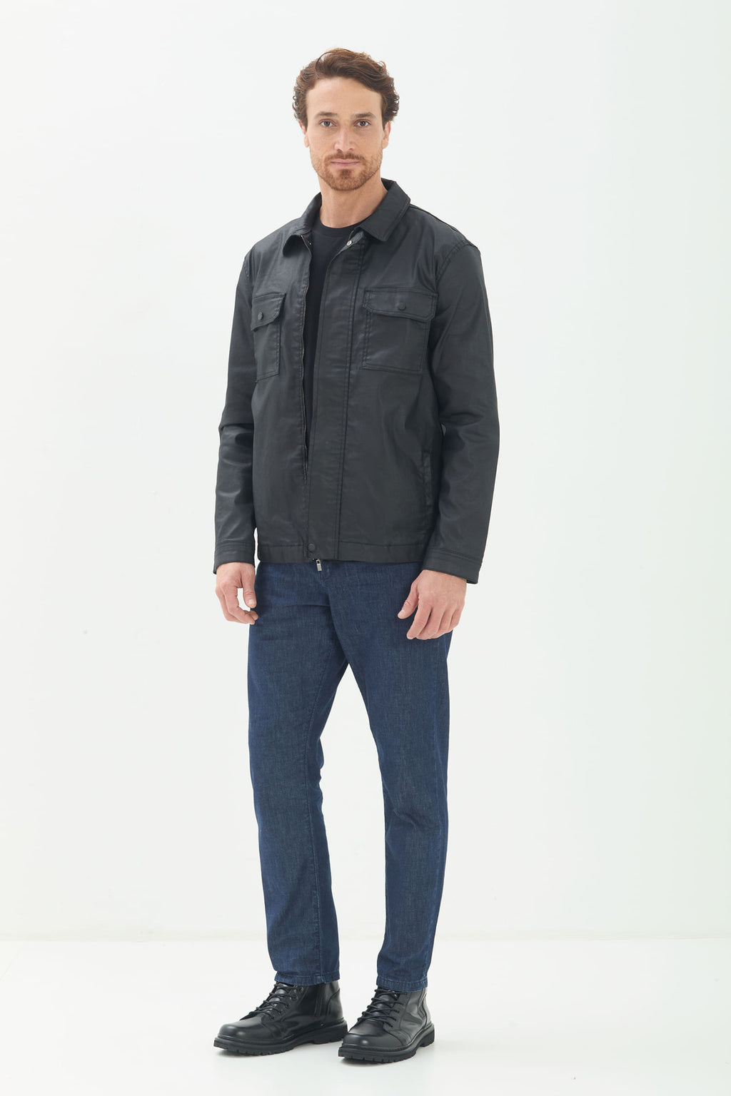 Jaqueta Jeans Casual Masculina Acostamento Preto