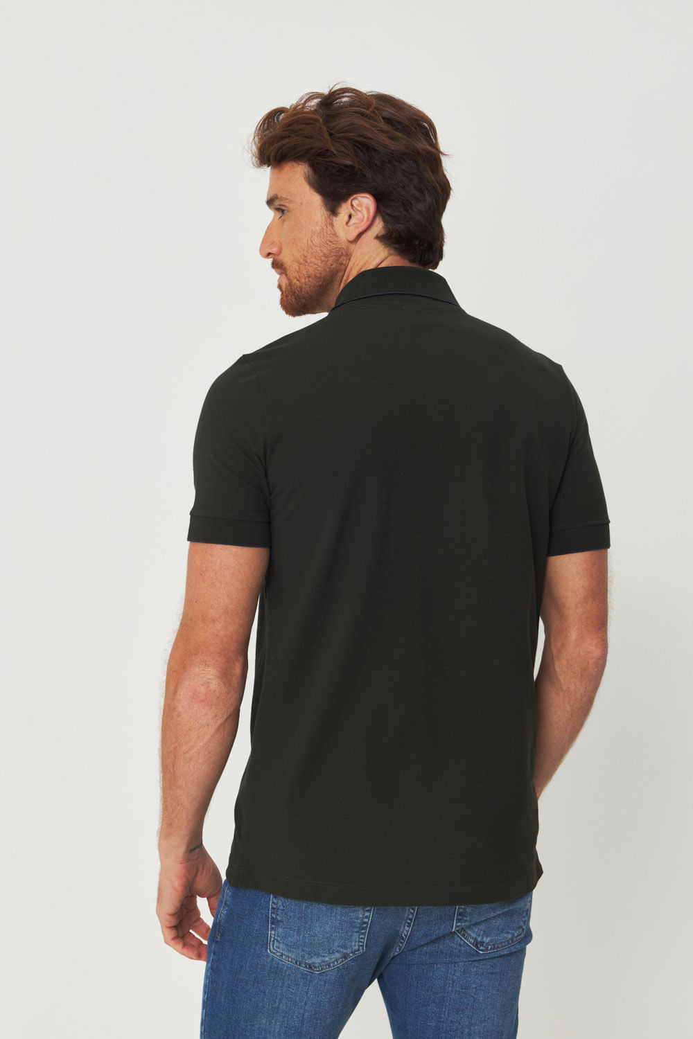 Polo Básica Bordado Masculina Acostamento Off White