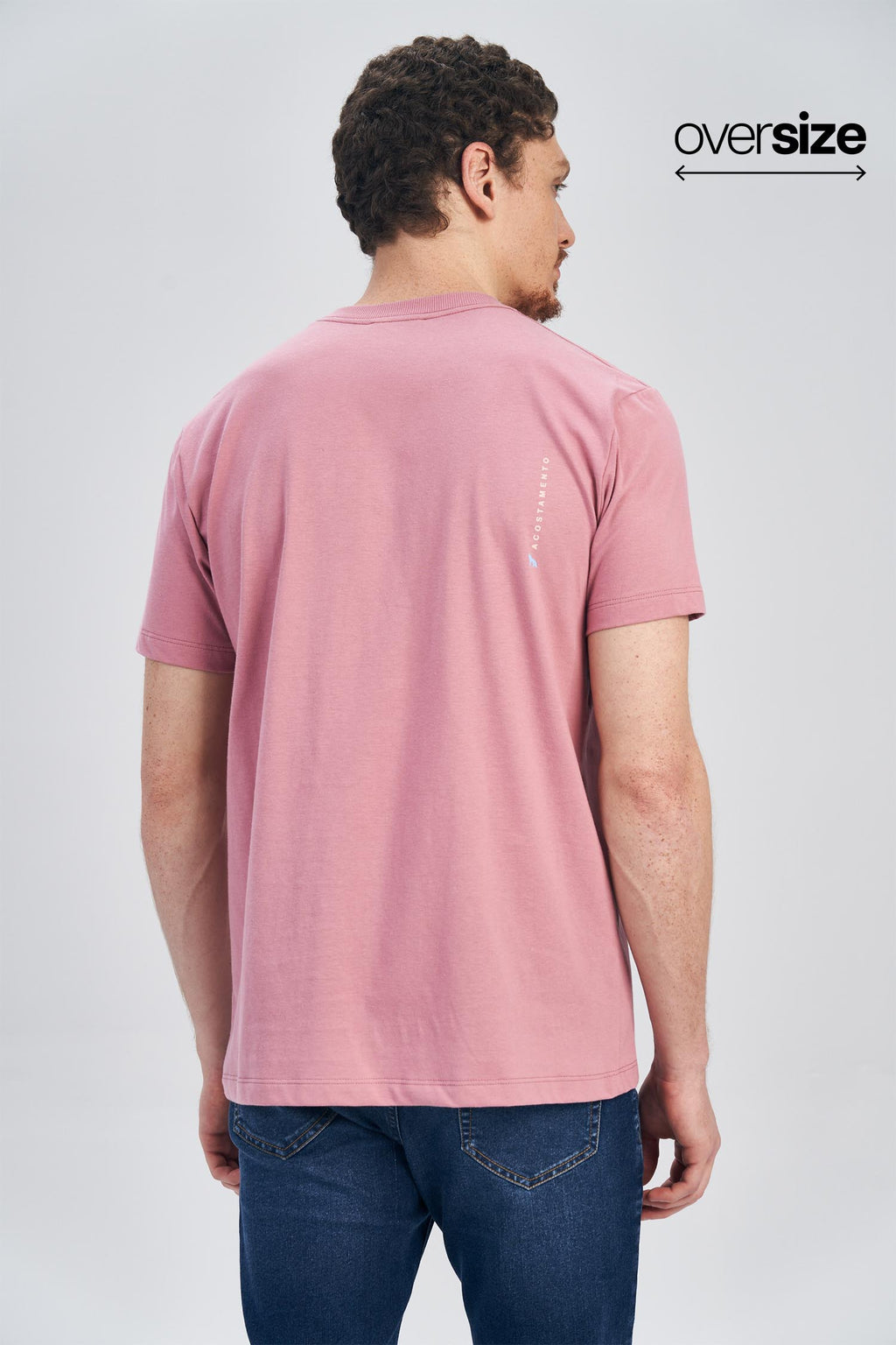 Camiseta Wolf Brand Masculina Oversize Acostamento Rosa Antigo