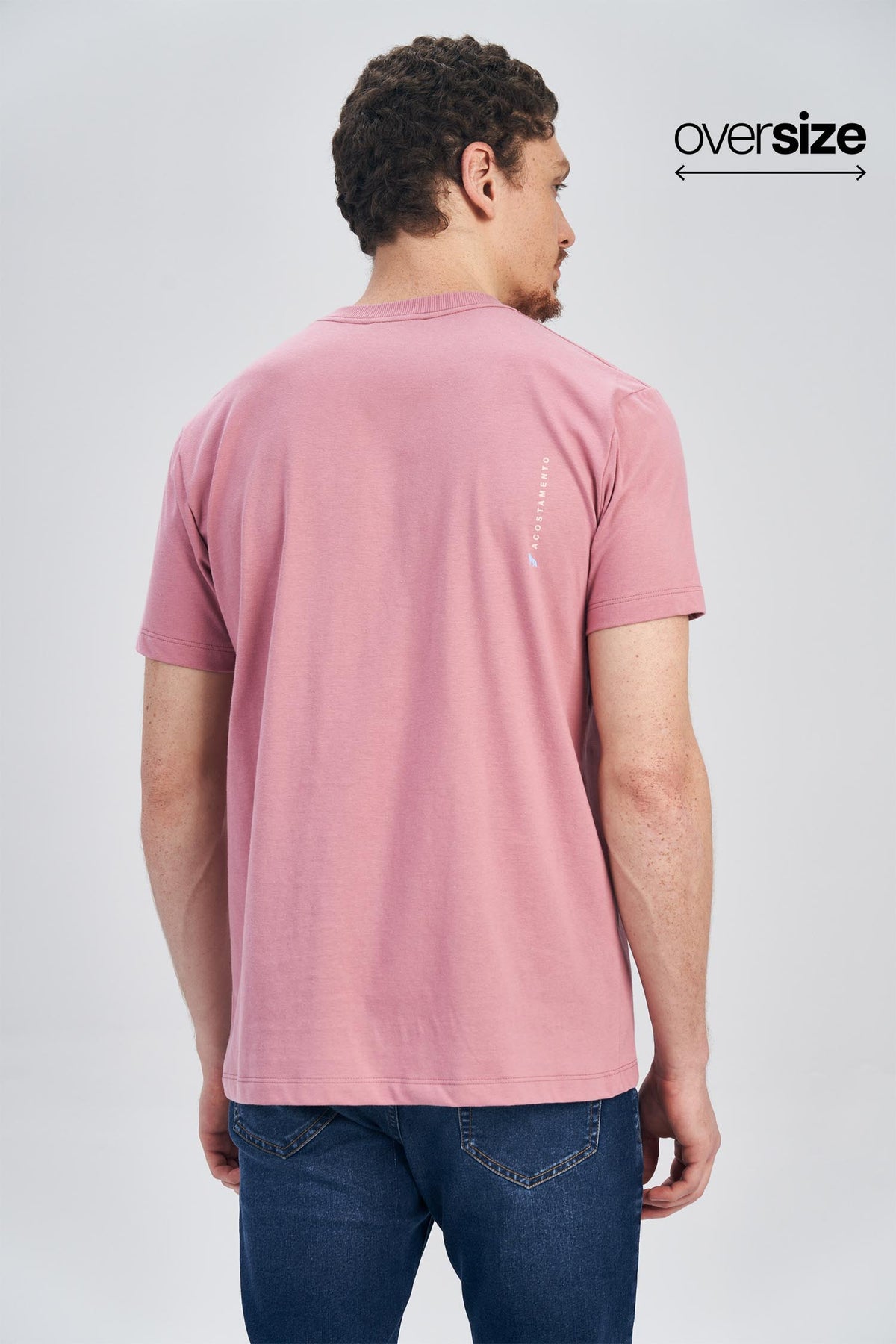 Camiseta Wolf Brand Masculina Oversize Acostamento Rosa Antigo