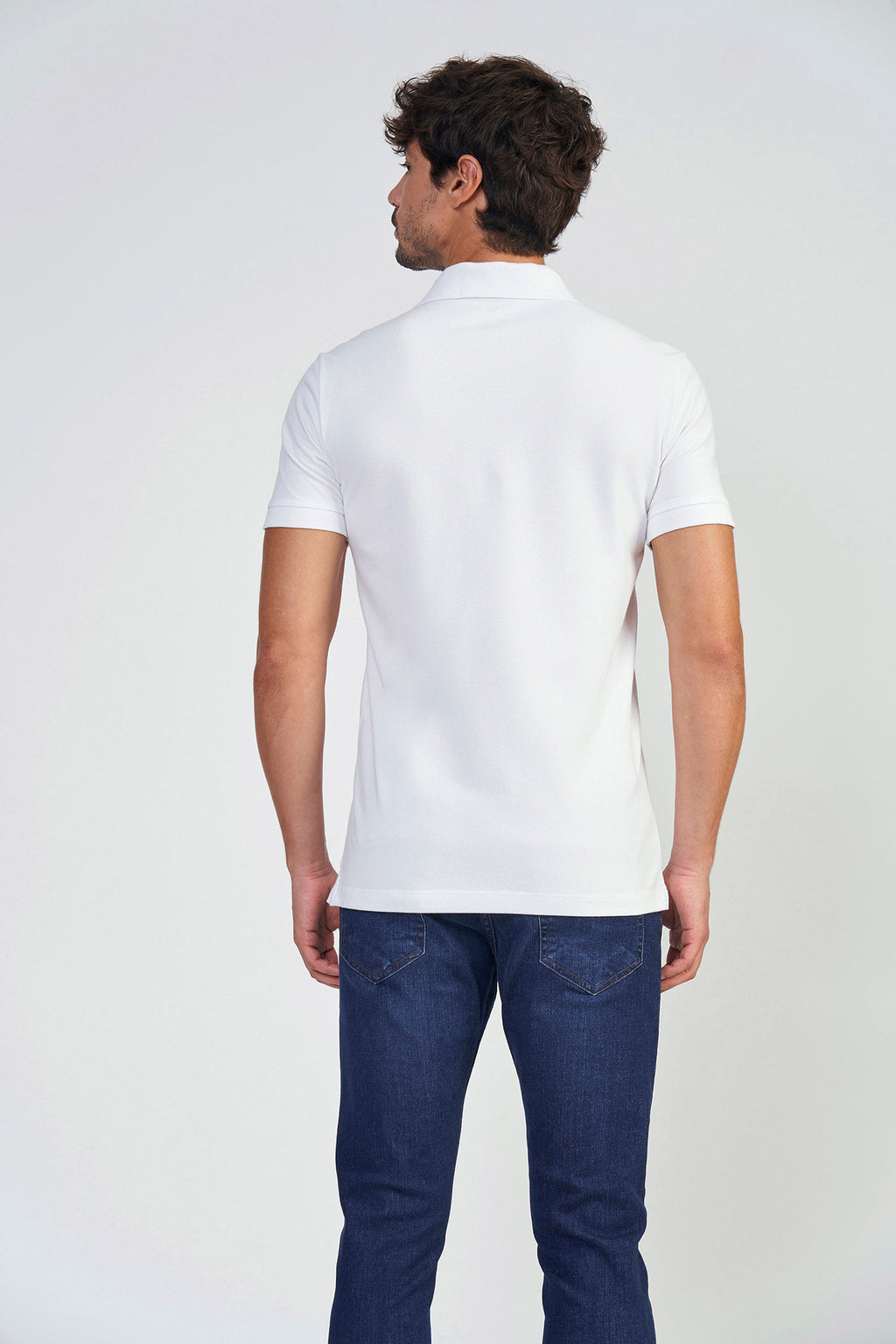 Polo Patch Logo Masculina Acostamento Mescla Grafite