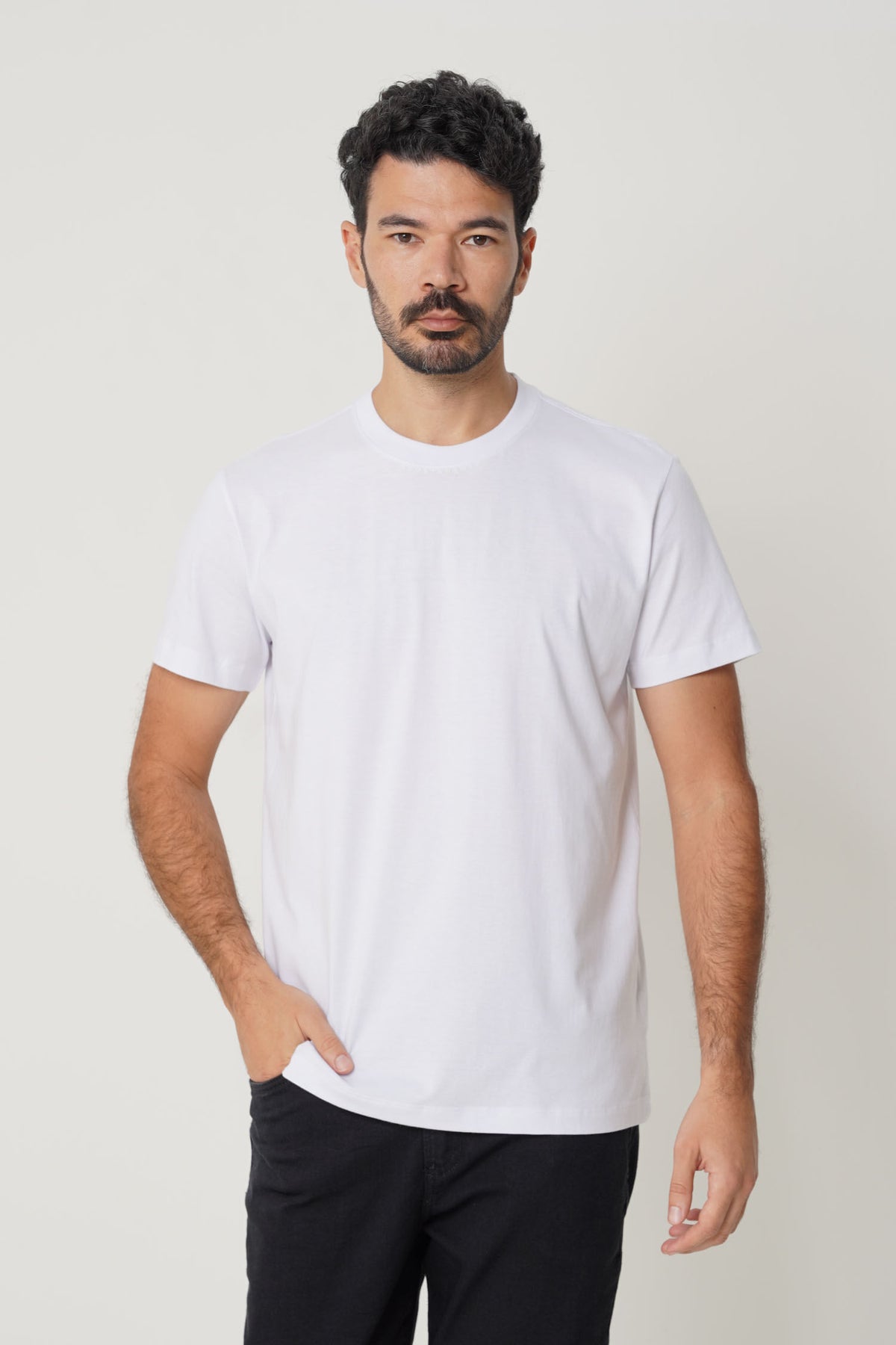 Camiseta Minimalista Silk Gola Masculina Acostamento Branco