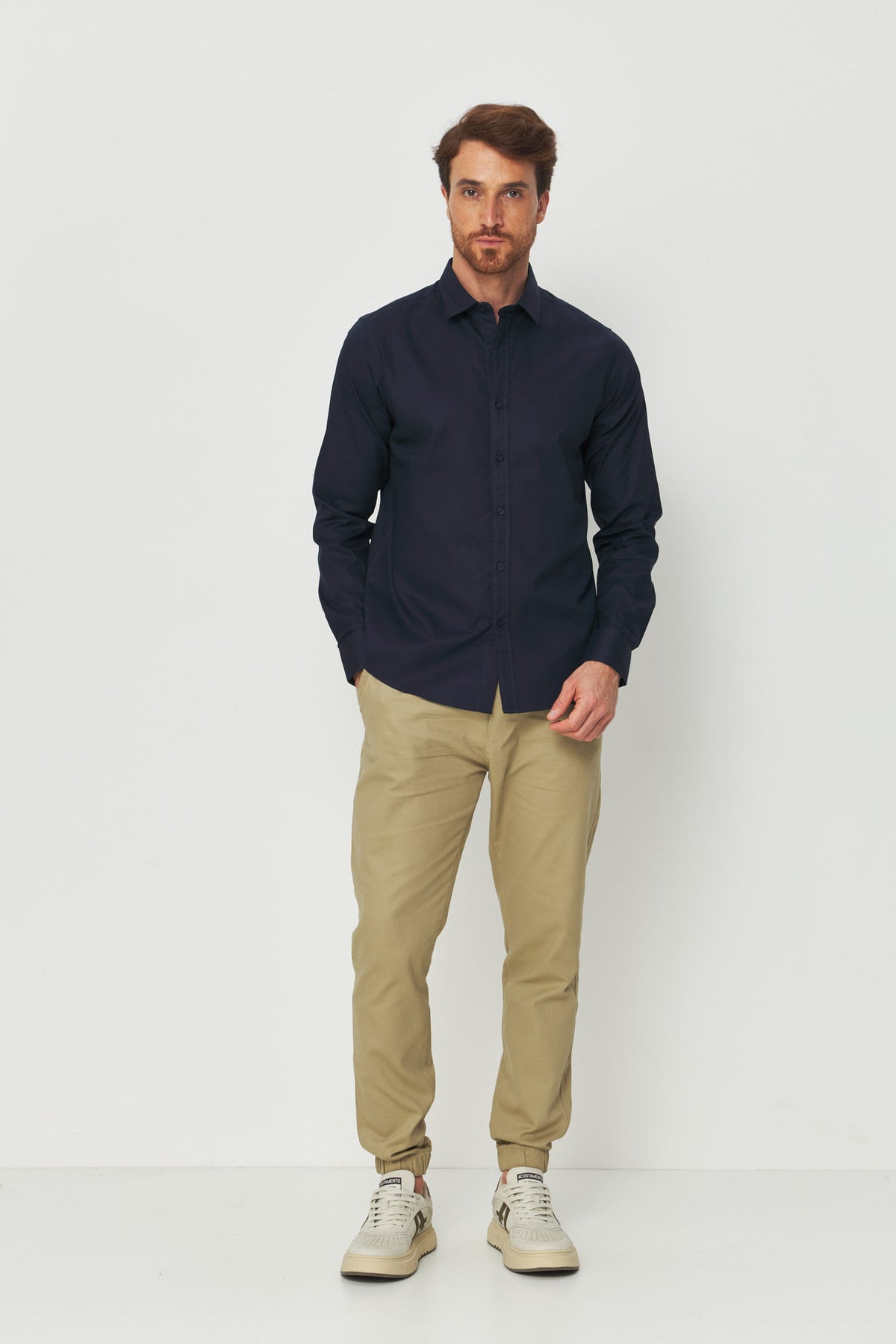 Calça Casual Jogger Masculina Acostamento Kaki