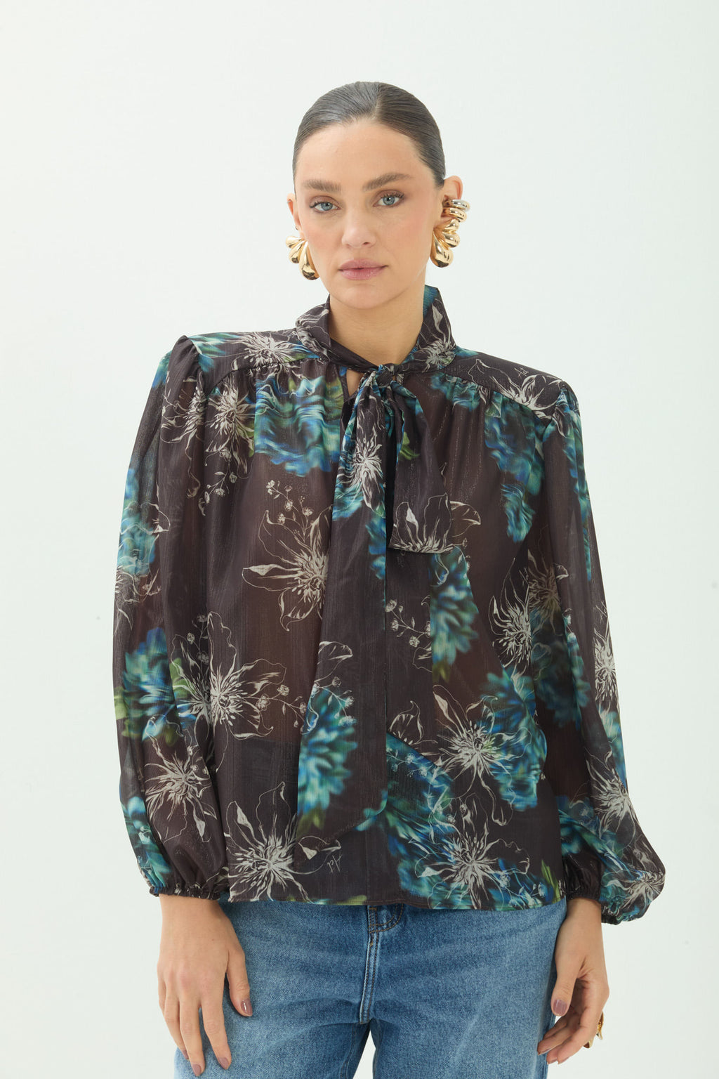 Blusa Estampada Com Amarração ACT Feminino Mystic Garden