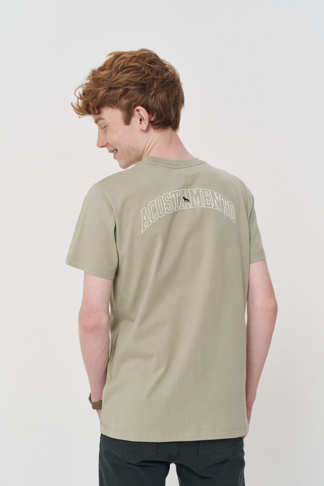 Camiseta Classic Estampada Menino Acostamento Next Verde Salvia