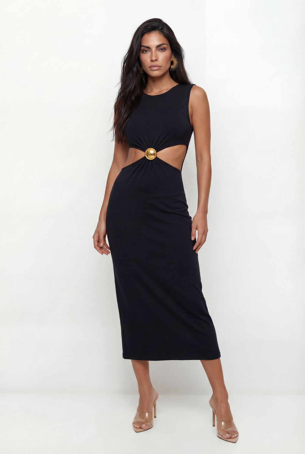 Vestido Com Torção Na Cintura ACT Feminino Preto