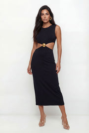 Vestido Com Torção Na Cintura ACT Feminino Preto