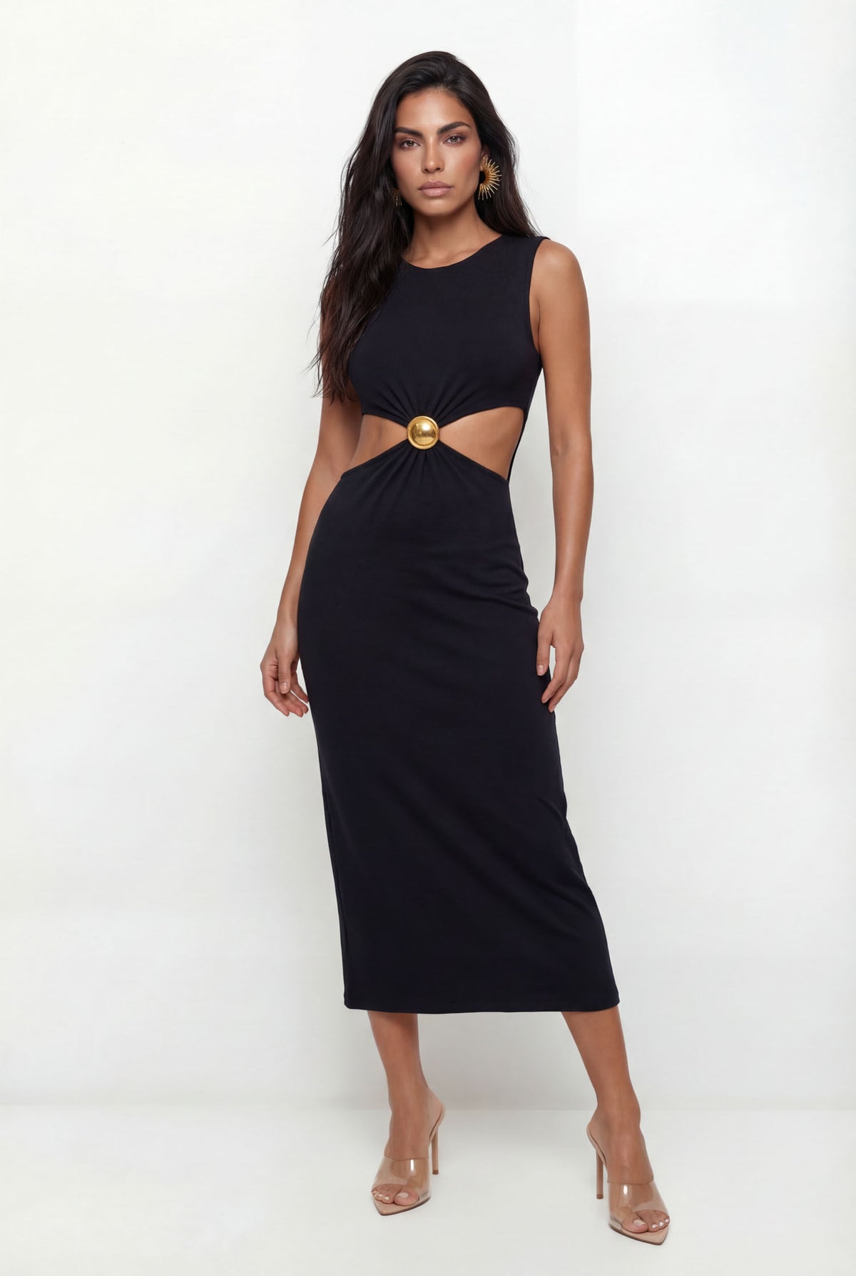 Vestido Com Torção Na Cintura ACT Feminino Preto