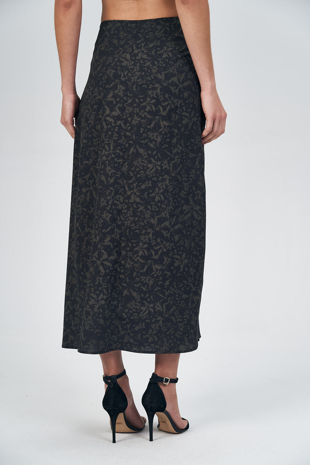 Saia Midi Stamp Feminina Acostamento Mini Garden