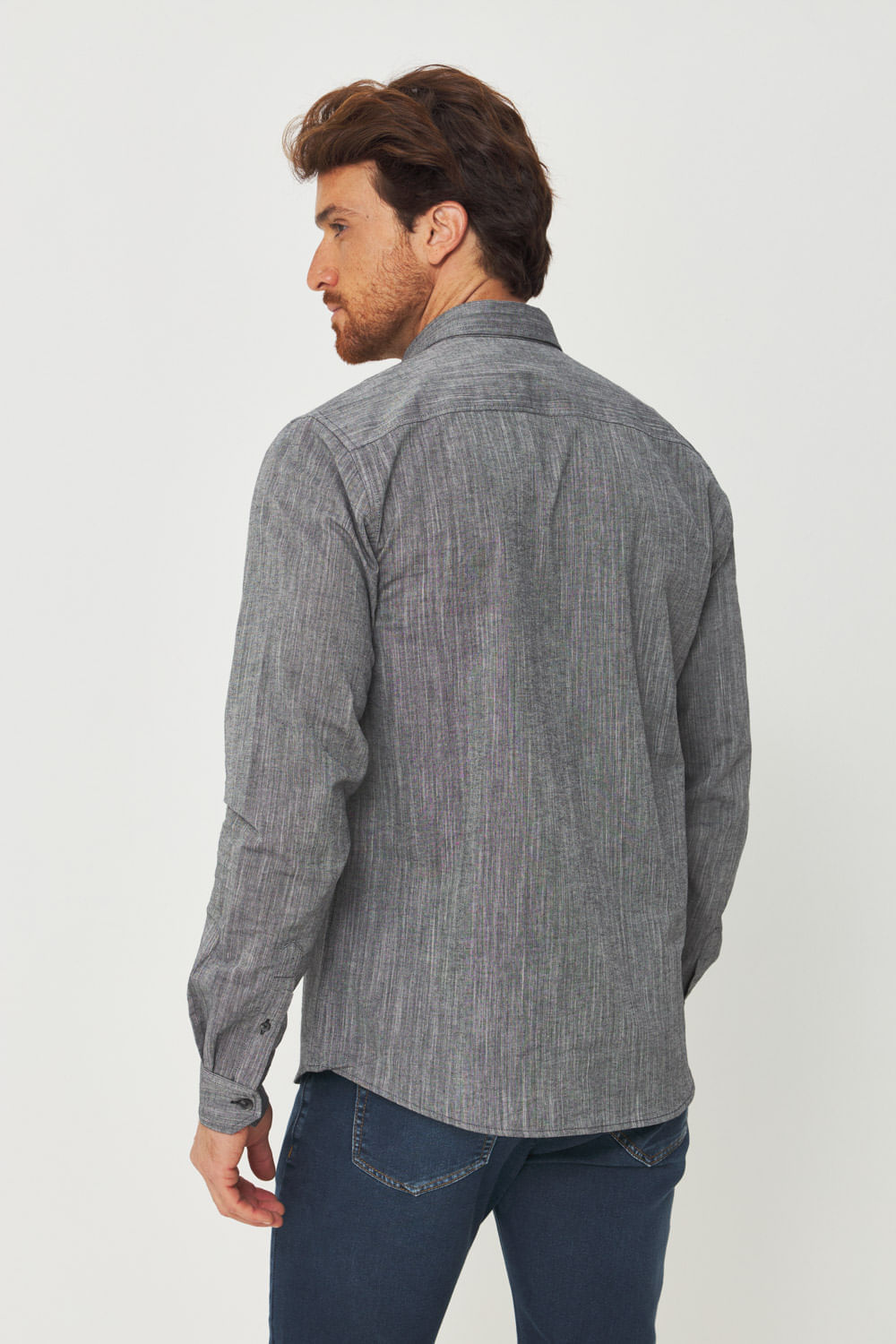 Camisa Manga Longa Texturizada Masculino Acostamento Preto