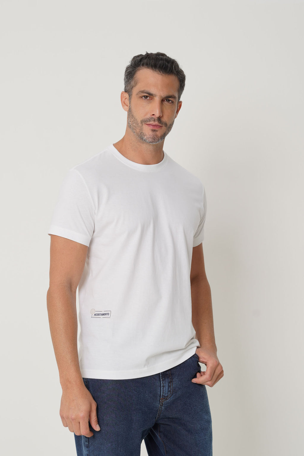 Camiseta Estampa Geométrica Masculino Acostamento Off White