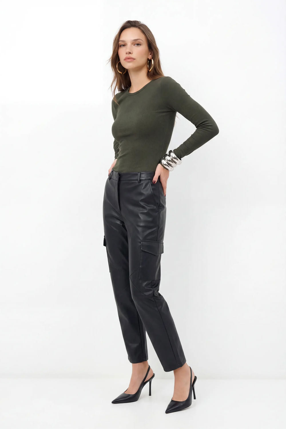 Blusa Manga Longa Minimalista ACT Feminina Midnight Green