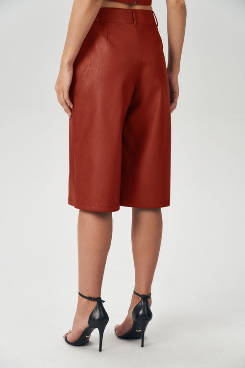 Bermuda PU Texture Feminina Acostamento Cassis